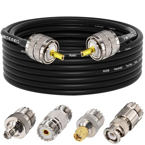 Vista 38 de Cable de puente PL259 de 1 pie - Cable coaxial RG58 de 15 pulgadas corto 50 ohmios coaxial para medidor SWR radio de radioaficionado radio CB