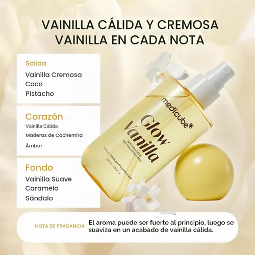 Vista 5 de medicube Bruma de fragancia Glow Vanilla para cabello y cuerpo, 3.38 onzas