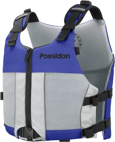 Vista 9 de Poseidon Chaleco salvavidas ajustable de seguridad acuática - Diseño clásico unisex con compartimentos de almacenamiento frontal/trasero