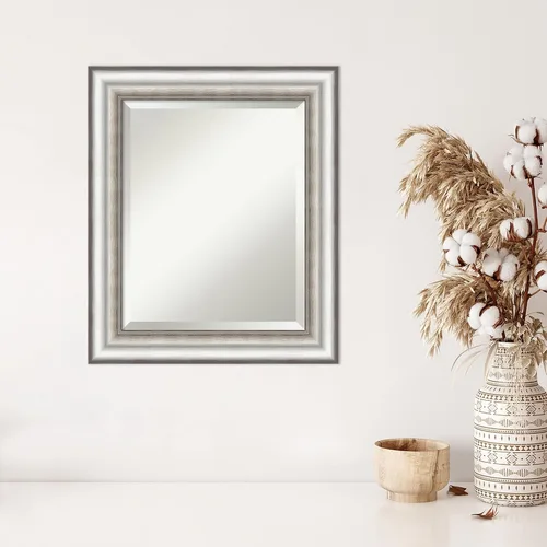 Vista 5 de Amanti Art Espejo de pared plateado de 25 x 21 pulgadas, espejo rectangular plateado de salón para baño, decoración de pared de sala de estar, marco