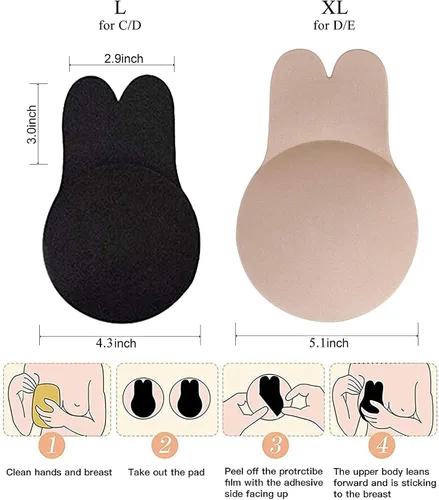 Vista 6 de 2 pares de fundas de silicona para pezones, brasier adhesivo para levantamiento de pecho instantáneo