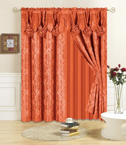 Vista 12 de All American Collection Nuevo juego de cortinas de 4 piezas con cenefa adjunta y transparente con 2 alzapaños incluidos