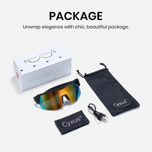 Vista 9 de Cyxus Gafas de sol deportivas inteligentes con Bluetooth UV400 para hombres y mujeres Altavoces de música de oído abierto, micrófono incorporado