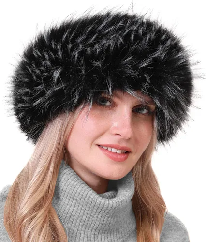 Vista 22 de Diadema de piel sintética con elástico para orejeras de invierno para mujer Negro