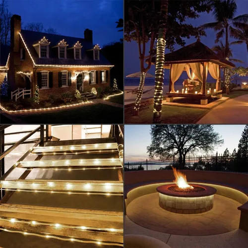 Vista 4 de Guirnalda de luces LED, 5 metros, tira de luces impermeable y conectable, 3000K blanco suave, iluminación de ambiente para interiores y exteriores