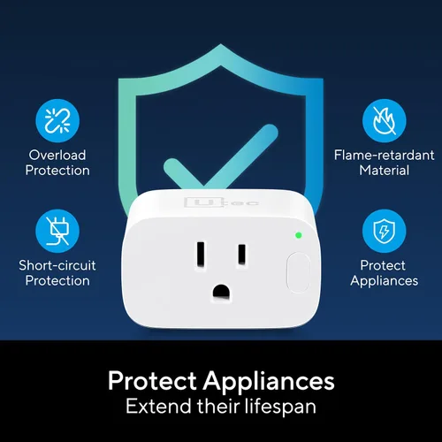 Vista 8 de Enchufe inteligente UTEC, salida de malla Wi-Fi, enchufe inteligente ultra eficiente de 15 A compatible con Alexa, Google Home e IFTTT, no requiere