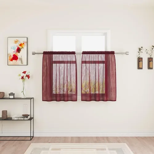 Vista 78 de UPOPO Paneles de Cortina Beige Pequeños Cortinas Transparentes de Gasa de 16 Pulgadas de Largo Cortinas de Cocina de Voile con Textura de Lino