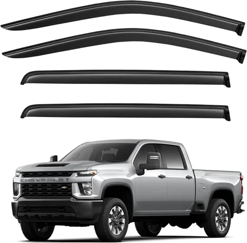 Vista 25 de Viseras de Ventana Protectores de Lluvia para Chevy Silverado/GMC Sierra 1500 Cabina Regular 2014-2018, Deflectores de Viento de Ventilación