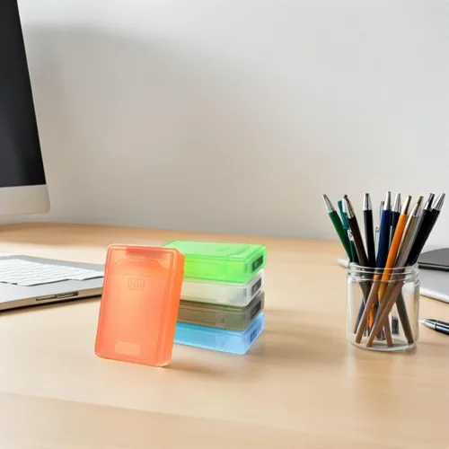 Vista 7 de 5 fundas protectoras para disco duro con plástico duradero a prueba de golpes y caja de almacenamiento estática en blanco, verde y gris para una