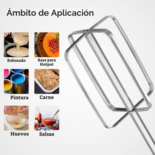 Vista 5 de PRETYZOOM - Varilla de revolver carne manual de acero inoxidable para mezclar sin taladros, batidor largo de cocina para pasta de olla caliente