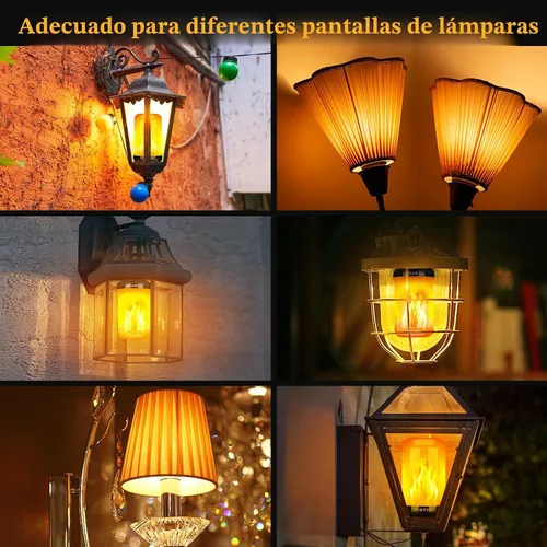Vista 4 de Y- STOP Bombillas de llama mejoradas, 4 modos de luz parpadeante para exteriores con efecto invertido, bombilla de llama de base E26