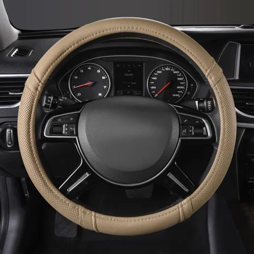 Vista 2 de Nuevo, cuero clásico automotriz volante universal cubiertas Car Pass, Beige