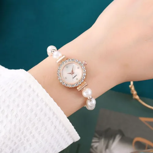 Vista 4 de ADSBIAOYE Reloj de pulsera floral simple de moda para mujer, reloj de lujo ligero de cuarzo con diamantes