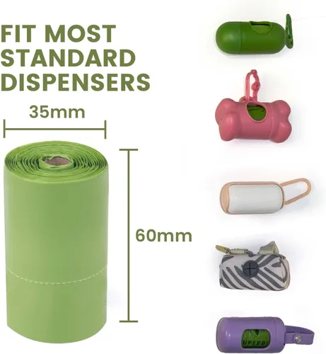 Vista 4 de SUPERBIO Bolsas para excrementos de perro, 12 rollos, 180 bolsas, extra gruesas y fuertes, compost OK INDUSTRIAL.