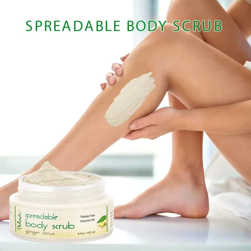 Vista 8 de Deluvia - Exfoliante corporal hidratante con aceites esenciales de jengibre y cítricos y minerales del mar muerto, paquete de 2