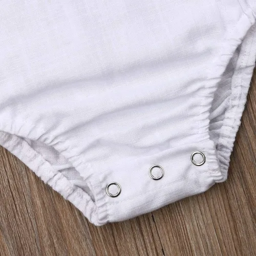 Vista 6 de Mubineo Overol básico liso para bebé, recién nacido, de lino, pantalones cortos