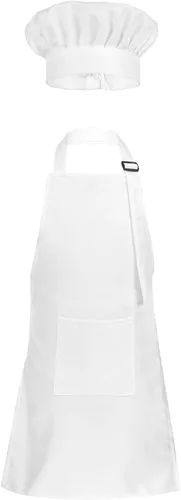 Vista 12 de ranrann Conjunto de delantal de chef para niños y niñas, delantales de cocina para cocinar, hornear, entrenamiento, disfraz