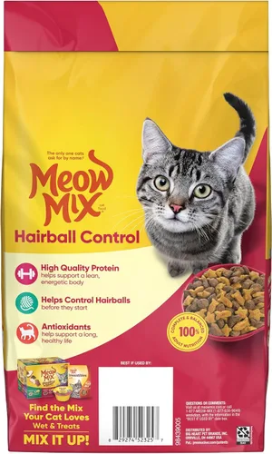 Vista 6 de Meow Mix Control de Bolas de Pelo Alimento Seco para Gatos, Bolsa de 3.15 Libras (Paquete de 4)
