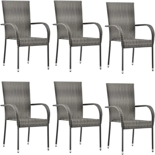 Vista 8 de 2 sillas de comedor de ratán para patio, sillas de patio apilables para exteriores, ratán de polietileno con reposabrazos y marco de acero, juego