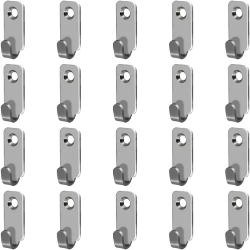 Vista 10 de 10 piezas de ganchos en J resistentes en forma de J de acero inoxidable 304 montados en la pared, mini gancho en J para marcos de fotos de espejo