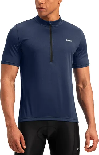 Vista 2 de Bikewa Men's Cycling Jersey Moisture Wicking Short Sleeve UPF Half Zip Bike Road Riding Biking Shirts for Men Zipper Pockets