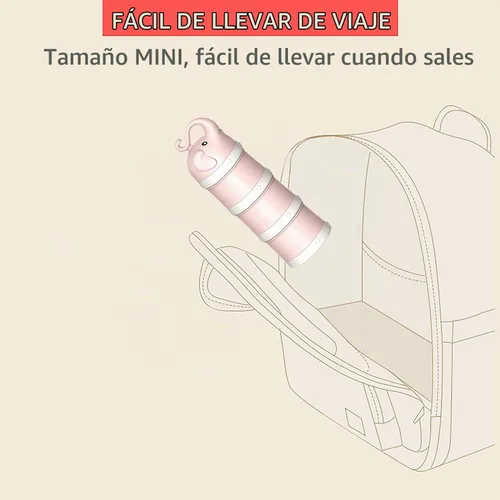 Vista 5 de Dispensador de fórmula de leche en polvo para bebés, dispensador de fórmula apilable, botella Mixie para viajes, soporte de fórmula de gran