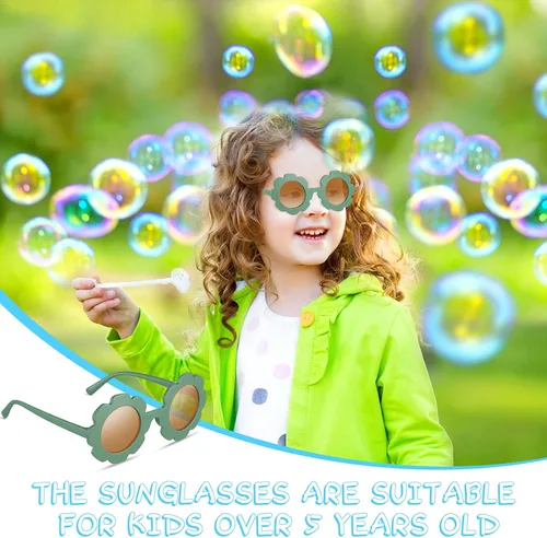 Vista 5 de Frienda 6 gafas de sol redondas de flores para niñas, lindas gafas de playa al aire libre para niños