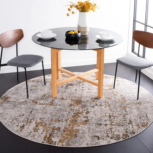 Vista 12 de SAFAVIEH Shivan Collection - Alfombra decorativa de 2 pies 2 pulgadas x 4 pies, gris y dorado, diseño abstracto moderno, no desprende pelusa