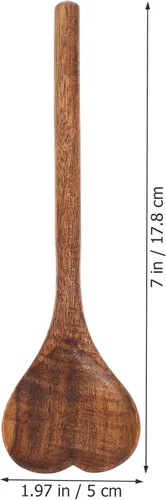 Vista 6 de UPKOCH Cuchara de madera en forma de corazón, mango largo, cuchara agitadora de madera para mezclar ensaladas de cocina, servir en fiestas