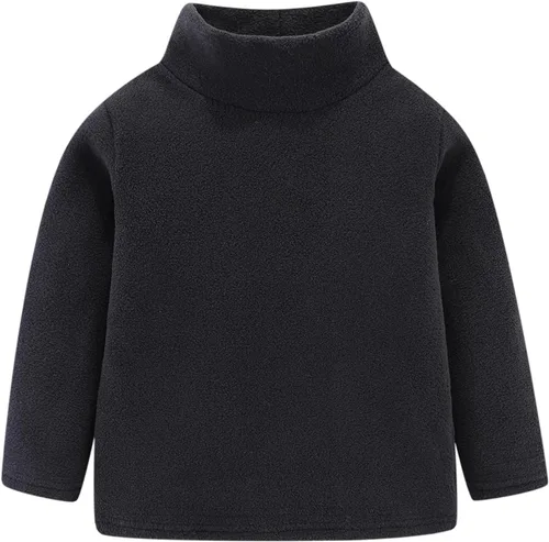 Vista 17 de Mud Kingdom Camisas de forro polar para niños con cuello alto, suaves, unisex Albaricoque