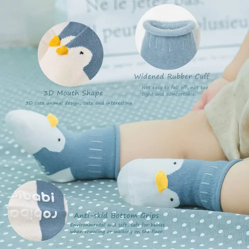 Vista 3 de Calcetines de bebé con agarre antideslizantes para niñas y niños pequeños calcetines de algodón para tobillo