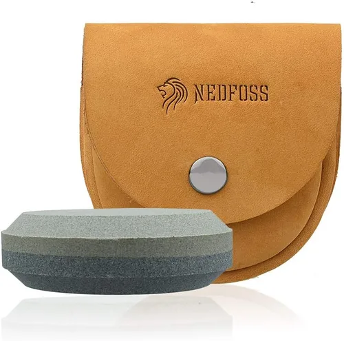 Vista 10 de NedFoss - Disco afilador para hacha/hacha con vaina, piedra de afilar para cuchillos, afilador de grano dual multiusos