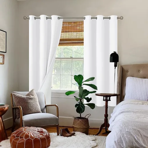 Vista 2 de BGment - Cortinas blackout blancas para dormitorio de 63 pulgadas de largo, juego de 2 paneles, cortinas para habitación con aislamiento térmico