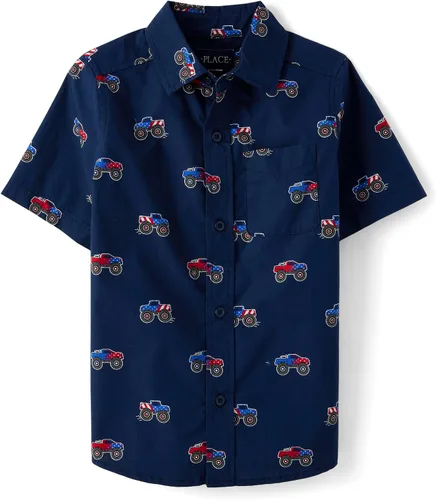 Vista 35 de The Children's Place - Camisa de manga corta con botones para niños grandes