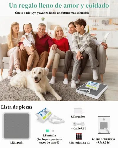 Vista 7 de Báscula médica para peso corporal con pantalla digital, límite de 660 libras, báscula de piso de grado médico de alta precisión, resistente, ajustes