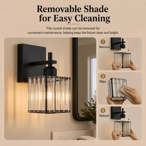 Vista 7 de Aplique de pared moderno negro, luminaria interior cableada de 1 luz con casquillo de cerámica E26 para dormitorio, pasillo, sala de estar