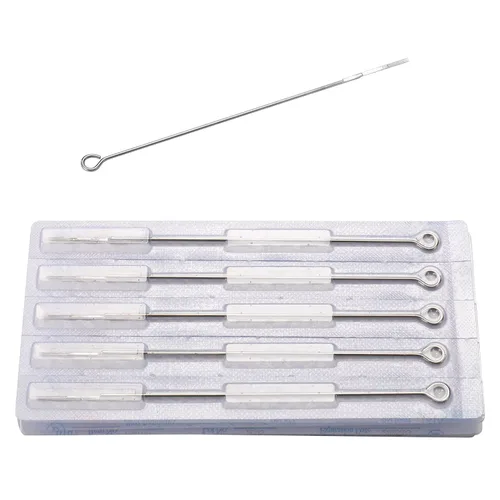 Vista 4 de Agujas de tatuaje genéricas 1RL – 50 piezas desechables esterilizadas Bugpin Premium Quality Tattoo Needle Liners 1 Round Liner Silver