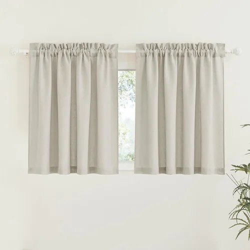 Vista 110 de RYB HOME - Cortinas de lino texturizado semitranslúcidas, privacidad media, filtro de luz, decoración de ventana para dormitorio/baño/sala de estar