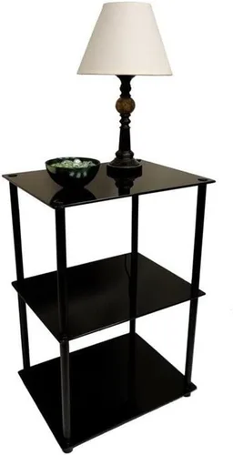 Vista 4 de Convenience Concepts Designs2Go Midnight Classic - Mesa cuadrada de cristal de 3 niveles, cristal negro