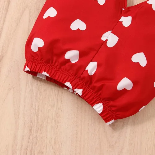 Vista 5 de TBUIALL Toddler Girls Valentine's Day Sleeveless Vest Tops Hearts Printed Bell Bottoms Pants Kids Outfits Swaddling Set