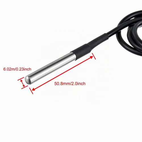 Vista 3 de BOJACK DS18B20 1M Sensor de temperatura Sonda de temperatura de acero inoxidable Paquete impermeable (paquete de 2)