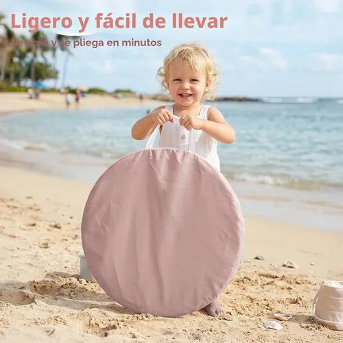 Vista 6 de Monobeach Tienda de campaña de playa para bebés con piscina: tienda de campaña desplegable con estrellas marrones para niños pequeños, refugio