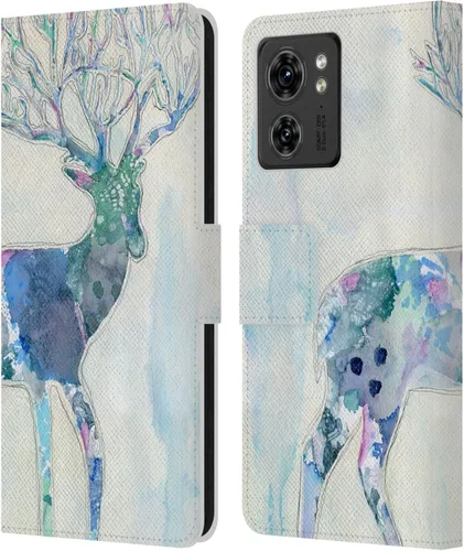 Vista 12 de Head Case Designs Officially Licensed Wyanne Blue Watercolour Bear Animals 2 Leather Book Wallet Case Cover Compatible with Motorola Moto Edge 40