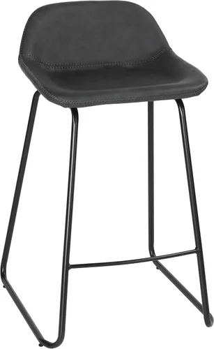Vista 5 de Cortesi Home Ava - Taburetes de piel sintética color negro carbón (juego de 2)