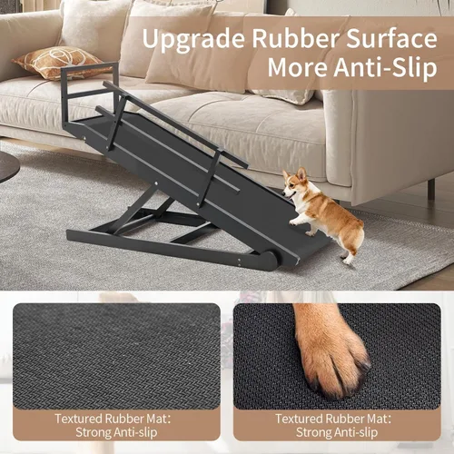 Vista 2 de Slsy Rampa para perros para cama, rampa ajustable para mascotas para perros Negro