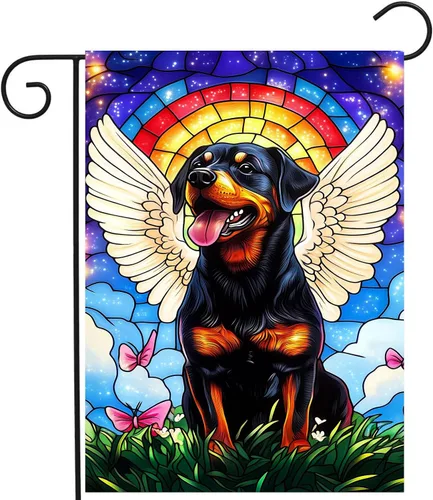 Vista 22 de Bandera floral de jardín Golden Retriever para jardín, banderas de bienvenida para exteriores de 12 x 18 pulgadas, bandera de perro de flores