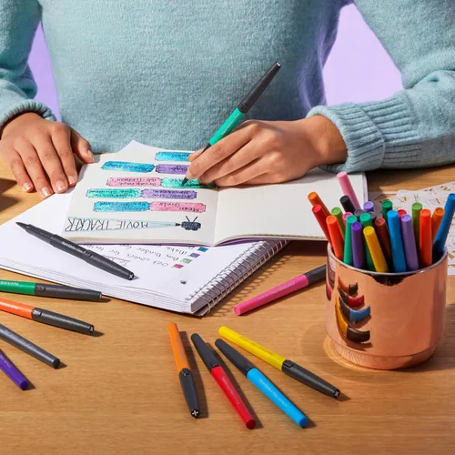 Vista 6 de Paper Mate Flair - Bolígrafos metálicos de punta de fieltro, colección City Lights, colores surtidos brillantes, tinta premium, 8