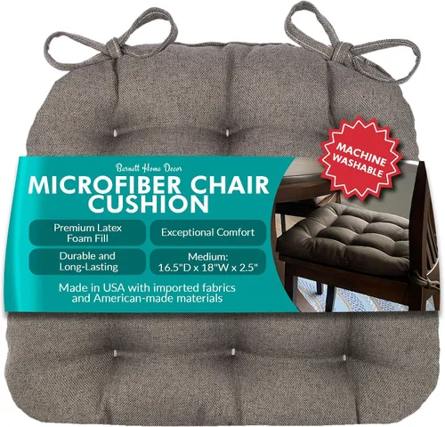 Vista 27 de Barnett Almohadilla para silla de comedor con lazos. Gamuza microfibra, microgamuza, reversible, relleno de espuma de látex, se puede lavar a Negro