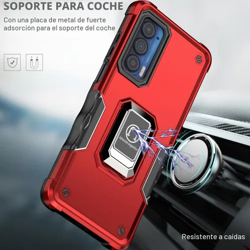 Vista 3 de TJS Funda para teléfono Motorola Moto Edge 2021, funda Moto Edge 5G UW Rojo