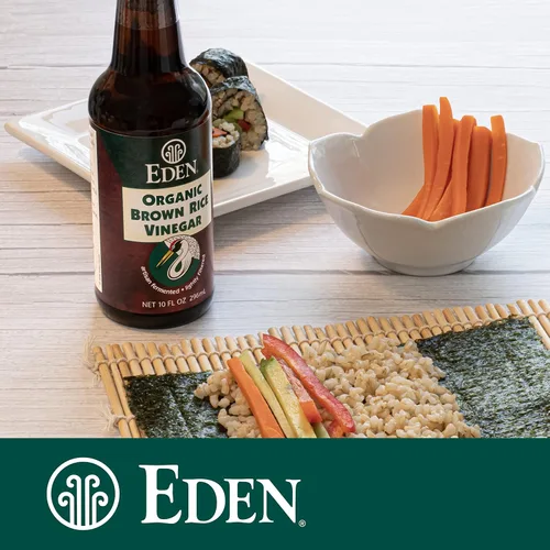 Vista 5 de Eden Vinagre de arroz integral orgánico, vidrio ámbar de 10 fl oz, importado